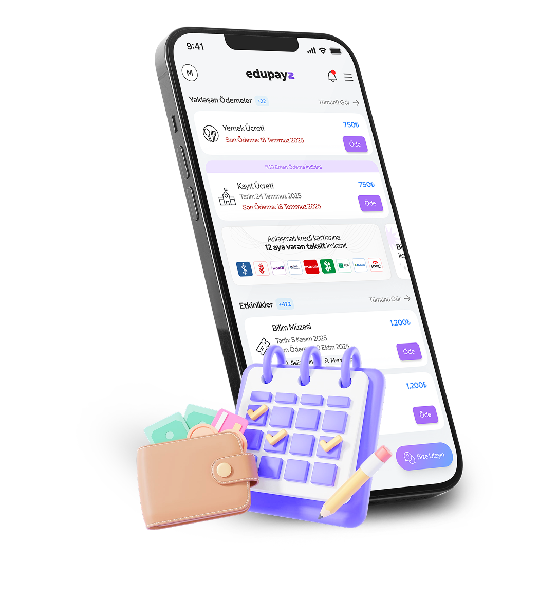 Edupayz mobil uygulama ekran görseli - okul ödemeleri yönetimi