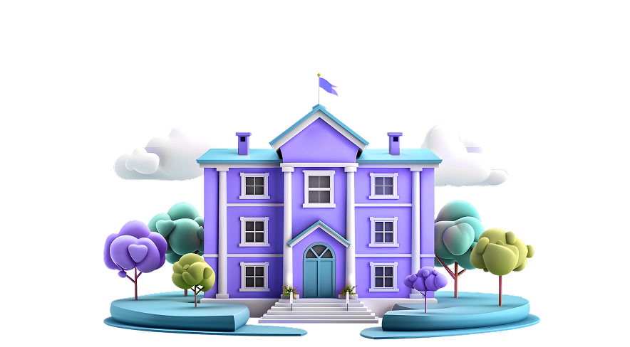 3D okul binası görseli - Edupayz ile okulunuza dijital ödeme sistemi